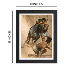 Jalli Kattu (Tamilnadu, Pongal, Manjuvirattu, Kaalai, Veeram, Madurai, Alanganallur) Framed Poster with Acrylic Glass, Multicolor - Perfect for Room & Office Decor