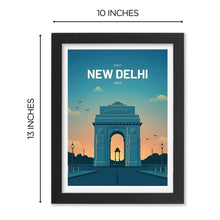 India Gate, New Delhi Framed Poster with Acrylic Glass, Multicolor - Perfect for Room & Office Decor