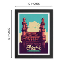 Charminar (Hyderabad, AP) Framed Poster with Acrylic Glass, Multicolor - Perfect for Room & Office Decor