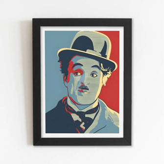 Charlie Chaplin Framed Poster with Acrylic Glass, Multicolor - Perfect for Room & Office Decor 