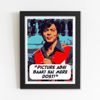 Actor SRK (Picture abhi baaki hai mere dost) Framed Poster with Acrylic Glass, Multicolor - Perfect for Room & Office Decor 