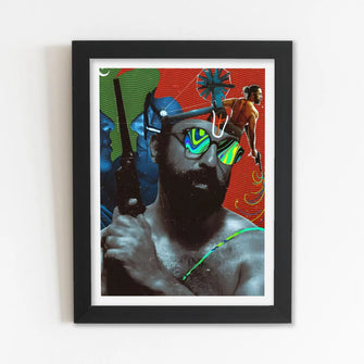 Actor Kamal Haasan (Ullaga Nayagan) Framed Poster with Acrylic Glass, Multicolor - Perfect for Room & Office Decor 