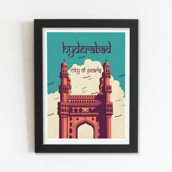 Hyderabad Framed Poster with Acrylic Glass, Multicolor - Perfect for Room & Office Decor 