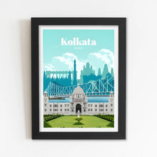 Kolkata Framed Poster with Acrylic Glass, Multicolor - Perfect for Room & Office Decor 