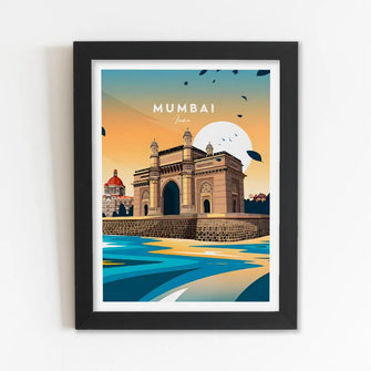 Mumbai (India) Framed Poster with Acrylic Glass, Multicolor - Perfect for Room & Office Decor 
