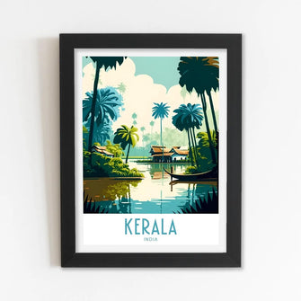 Kerala (God's own Land) Framed Poster with Acrylic Glass, Multicolor - Perfect for Room & Office Decor 