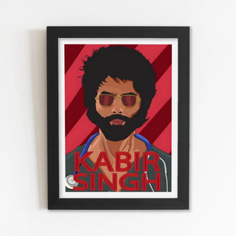 Hindi Actor (Kabir Singh) Framed Poster with Acrylic Glass, Multicolor - Perfect for Room & Office Decor 
