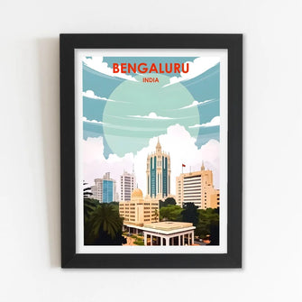 Banglore ()Karnataka, KA, Bengaluru) Framed Poster with Acrylic Glass, Multicolor - Perfect for Room & Office Decor 