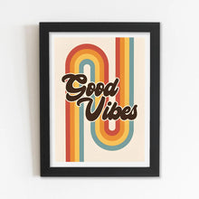 Good Vibes (Wall art, Aesthetics, Minimal) Framed Poster with Acrylic Glass, Multicolor - Perfect for Room & Office Decor 