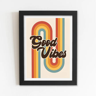 Good Vibes (Wall art, Aesthetics, Minimal) Framed Poster with Acrylic Glass, Multicolor - Perfect for Room & Office Decor 