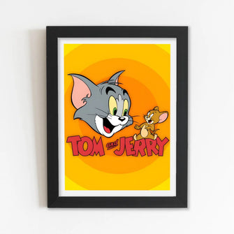 (Cartoon) Framed Poster with Acrylic Glass, Multicolor - Perfect for Room & Office Decor 