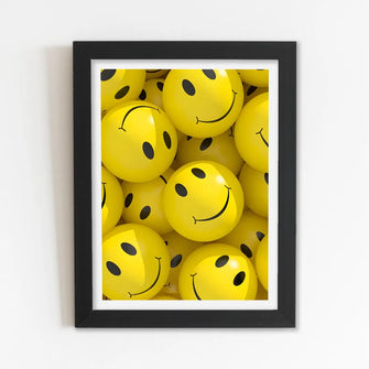 Smile (Wall art, Aesthetics, Minimal, smile, yellow) Framed Poster with Acrylic Glass, Multicolor - Perfect for Room & Office Decor 