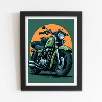 Bike (Travel) Framed Poster with Acrylic Glass, Multicolor - Perfect for Room & Office Decor 